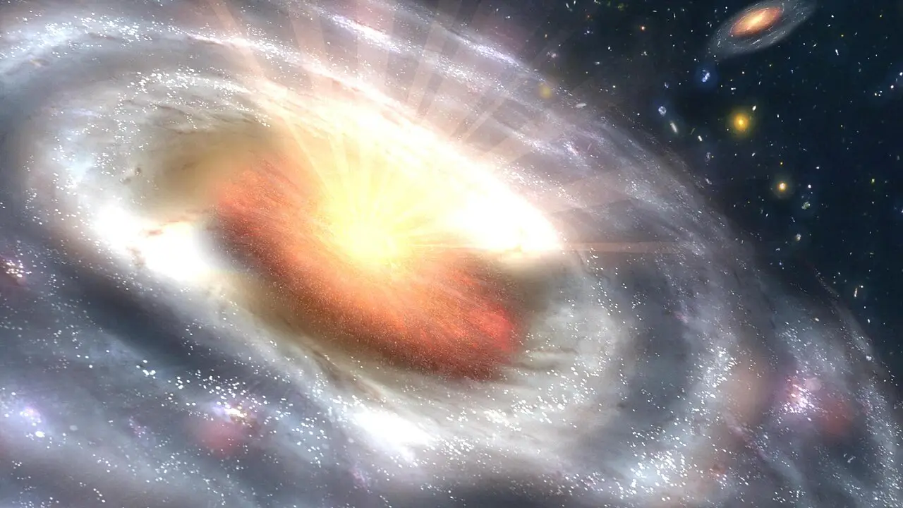 Bir kuasar ve onu besleyen süper kütleli kara deliğin NASA çizimi; temsili görsel